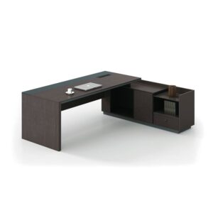 ΕΟ819,R ADVANCE Γραφείο Δεξιά Γωνία Σκούρο Καρυδί - Sky Grey  180x80/160x40 (H.75)cm