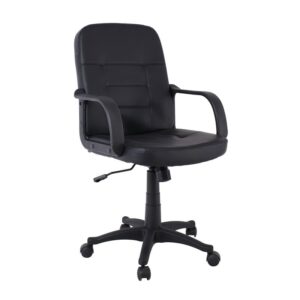 ΕΟ532 BF1300 Πολυθρόνα Γραφείου PU Μαύρο  57x64x90/100cm