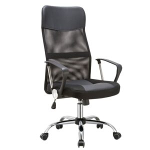 ΕΟ502,1P BF2400-PVC Πολυθρόνα Γραφείου Διευθυντή, Βάση Χρώμιο, Pvc Μαύρο - Mesh Μαύρο  61x68x108/118cm