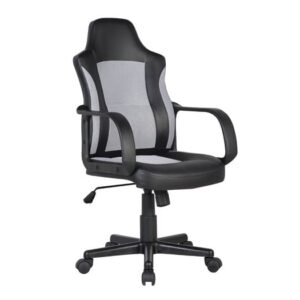 ΕΟ298,2 BF2850 Πολυθρόνα Γραφείου Διευθυντή, Mesh Γκρι, PU Μαύρο  55x60x97/107cm