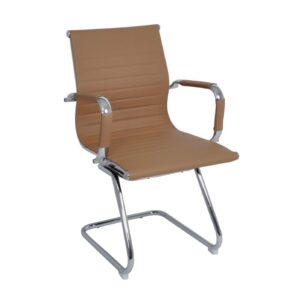 ΕΟ277,1 BF3300V Πολυθρόνα Γραφείου Επισκέπτη, Μέταλλο Βάση Χρώμιο PU Μπεζ  55x60x91cm