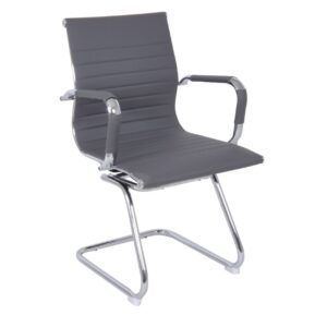 ΕΟ277,3 BF3300V Πολυθρόνα Γραφείου Επισκέπτη, Μέταλλο Βάση Χρώμιο PU Γκρι  55x60x91cm
