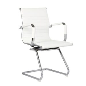 ΕΟ277,2 BF3300V Πολυθρόνα Γραφείου Επισκέπτη, Μέταλλο Βάση Χρώμιο PU Άσπρο  55x60x91cm