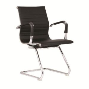 ΕΟ277 BF3300V Πολυθρόνα Γραφείου Επισκέπτη, Μέταλλο Βάση Χρώμιο PU Μαύρο  55x60x91cm