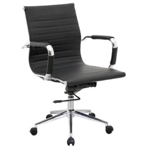 ΕΟ268 BF3301 Πολυθρόνα Γραφείου Μέταλλο Βάση Χρώμιο, PU Μαύρο  55x60x91/101cm