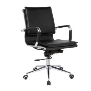 ΕΟ243 BF3601 Πολυθρόνα Γραφείου Μέταλλο Βάση Χρώμιο - PU Μαύρο  55x63x95/105cm