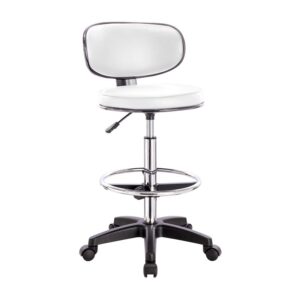 ΕΟ501,8 BF406 Σκαμπό Reception-Ταμείου PU Άσπρο, Τροχήλατο, Ρύθμιση Ύψους, Περιστρεφόμενο  50x50x90/110cm