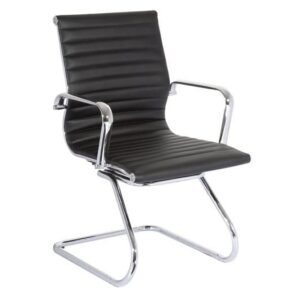 ΕΟ237 BF4400V Πολυθρόνα Επισκέπτη Μέταλλο Χρώμιο - PU Μαύρο  57x62x90cm