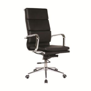 ΕΟ234 BF4800 Πολυθρόνα Διευθυντή Μέταλλο Χρώμιο - PU Μαύρο  55x66x116/126cm