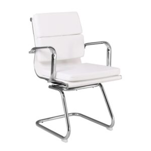 ΕΟ235,1 BF4800V Πολυθρόνα Γραφείου Επισκέπτη, Μέταλλο Χρώμιο, PU  Άσπρο  55x63x92cm