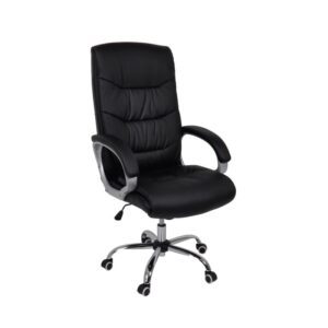 ΕΟ282,1 BF6400 Πολυθρόνα Διευθυντή Μέταλλο Χρώμιο, PU Μαύρο  64x66x110/118cm