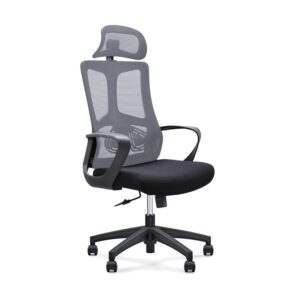 ΕΟ619,2 BF8600 Πολυθρόνα Γραφείου Διευθυντή, Mesh Γκρι, Ύφασμα Μαύρο  62x68x114/124cm