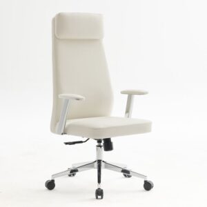 ΕΟ612,2 BF8800 Πολυθρόνα Γραφείου Διευθυντή, Pu Άσπρο, Βάση &  68x68x120/128cm