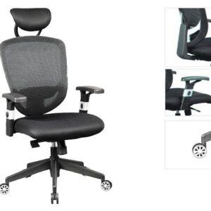 ΕΟ521 BF9100 Πολυθρόνα Γραφείου Διευθυντή, Mesh Μαύρο, Μπράτσα up-down  65x62x114/122cm