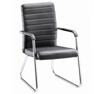 ΕΟ555 COLLET Πολυθρόνα Γραφείου Επισκέπτη Μέταλλο Χρώμιο, Pu Μαύρο  54x60x96cm