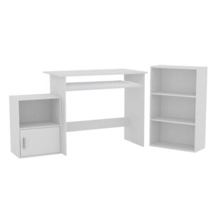 ΕΟ3035 DECON Set Γραφείο Άσπρο: Γραφείο 90x50x75cm Βιβλιοθήκη 50x23x80cm Ντουλάπι 41x29x54cm  90x50x75-50x23x80-41x29x54cm