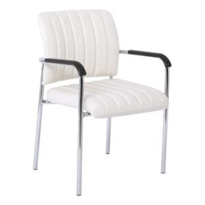 ΕΟ556,2W DENIM Πολυθρόνα Γραφείου Επισκέπτη Χρώμιο, Pu Άσπρο  57x60x83cm