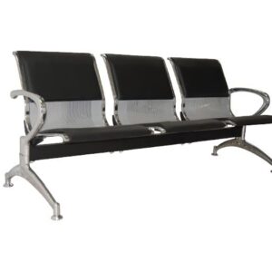 Ε503,02 Κάθισμα Αναμονής - Υποδοχής 3 Θέσεων, Μέταλλο Χρώμιο PVC Μαύρο  181x58x77cm