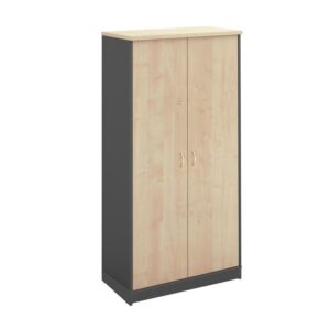 ΕΟ126,5 ΝΤΟΥΛΑΠΑ-Α Γραφείου Δίφυλλη, 4 Ράφια, Απόχρωση Dark Grey - Beech  80x40x172cm