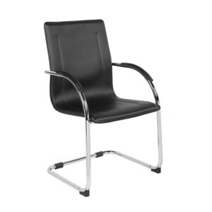 ΕΟ558,10 OMIKRON Πολυθρόνα Γραφείου Επισκέπτη, Μέταλλο Χρώμιο PVC Μαύρο  58x63x94cm