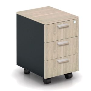 ΕΟ836 PROGRESS Συρταριέρα Τροχήλατη Γραφείου, 3 Συρτάρια, Απόχρωση Elm - Sky Grey  41x45x59cm