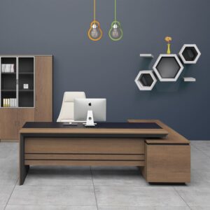 ΕΟ810,L PROLINE Γραφείο Αριστερή Γωνία Απόχρωση Καρυδί Δρυς - Μαύρο  180x75/160x40 H.75/63cm