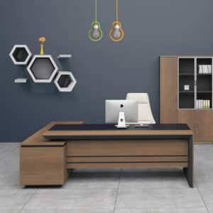 ΕΟ810,R PROLINE Γραφείο Δεξιά Γωνία Απόχρωση Καρυδί Δρυς - Μαύρο  180x75/160x40 H.75/63cm