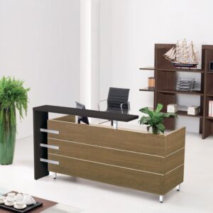 ΕΟ943 PROLINE Reception - Γραφείο Απόχρωση Καρυδί Δρυς - Μαύρο  180x75x110cm