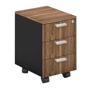 ΕΟ938 PROLINE Συρταριέρα Γραφείου Τροχήλατη, 3 Συρτάρια, Απόχρωση Καρυδί Δρυς - Μαύρο  41x45x59cm