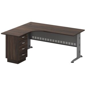 ΕΟ703,L1 SUPERIOR Γραφείο Αριστερή Γωνία - Απόχρωση Γκρι - Σκούρο Καρυδί  180x70/150x60cm