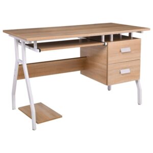 ΕΟ434 UNIT Γραφείο Η/Υ Μέταλλο Βαφή Άσπρο, Melamine Απόχρωση Sonoma  120x60x73cm