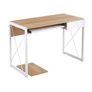 ΕΟ4393 UNIT Γραφείο Η/Υ, Μέταλλο Βαφή Άσπρο, Melamine Απόχρωση Sonoma  110x55x75cm