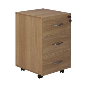ΕΟ438,3 UNIT Συρταριέρα Γραφείου, 3 Συρτάρια, Τροχήλατη, Melamine Απόχρωση Sonoma  38x42x63cm